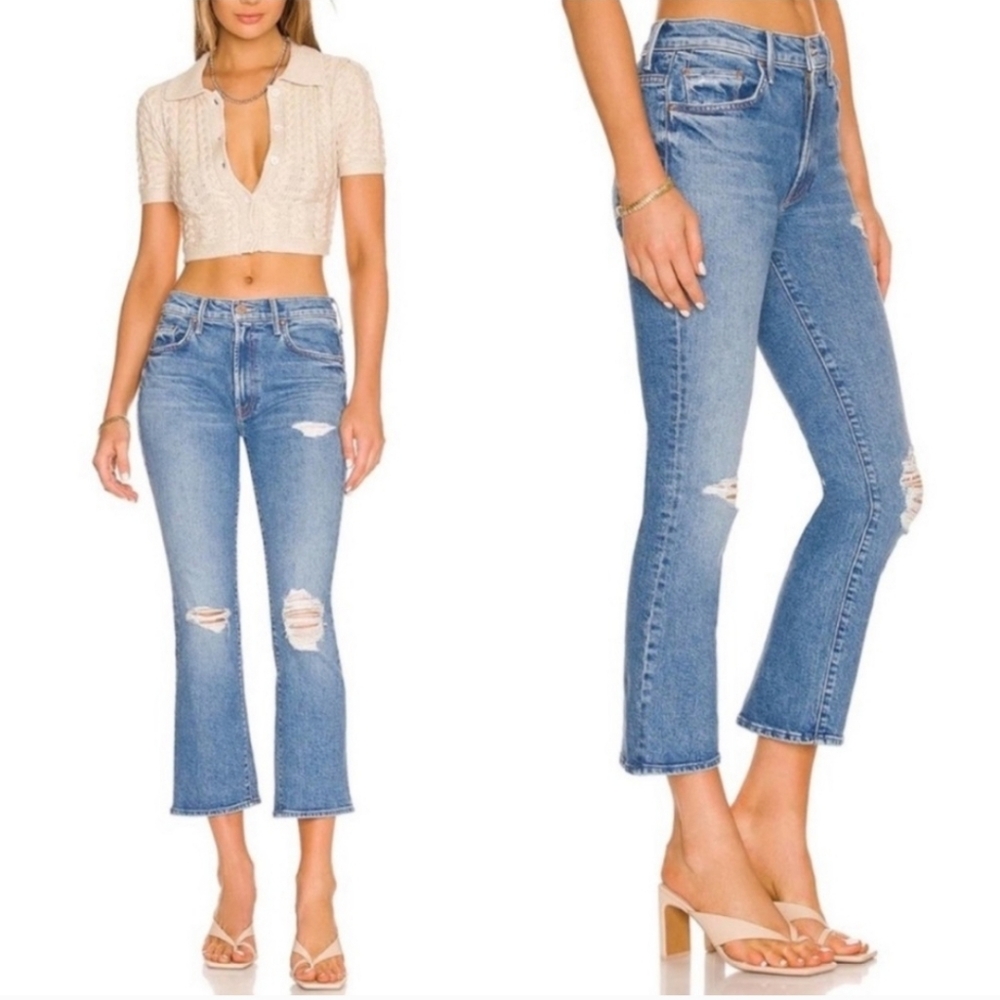 MOTHER Denim The Insider Ankle Size 30 Bloom & Doom Wash High Rise Ankle Boot
